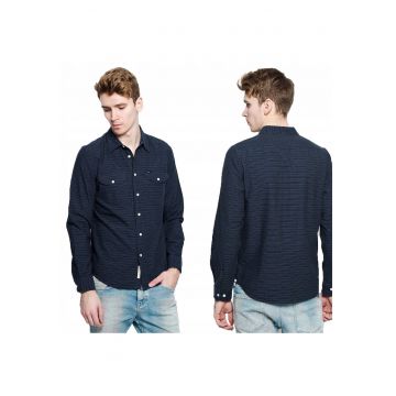 Camasa Barbati -  Camasa De Lucru - Croi: Regular Fit - Inchidere: Nasturi - Compozitie Material: 100% Bumbac - Numar De Buzunare: 2 - M Intl - Albastru
