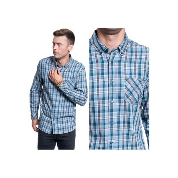 Camasa Barbati -  Clemens Bdc Twill - Croi: Regular Fit - Inchidere: Nasturi - Compozitie Material: 100% Bumbac - Model Dominant: Carouri - M Intl - Albastru