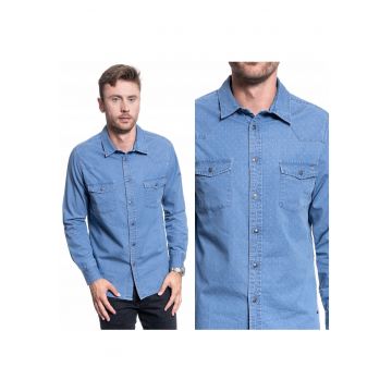 Camasa Barbati -  Clemens Kc Jaquard - Croi: Regular Fit - Inchidere: Nasturi - Compozitie Material: 100% Bumbac - Numar De Buzunare: 2 - M Intl - Albastru