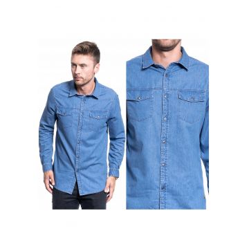 Camasa Barbati -  Clemens Kc Solid - Croi: Regular Fit - Inchidere: Nasturi - Material: 100% Bumbac - Numar Buzunare: 2 - M Intl - Albastru