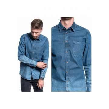 Camasa Barbati -  Cobain - Croi: Regular Fit - Inchidere: Capse - Material: 100% Bumbac - Numar De Buzunare: 1 - M Intl - Albastru