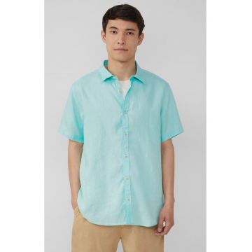 Camasa barbati cu maneca scurta - din in cu croiala Regular fit -Albastru deschis