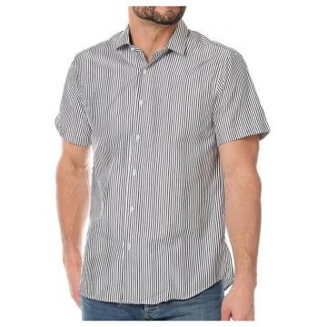 Camasa barbati  dungi - alb negru - bumbac/poliester - croiala slim fit