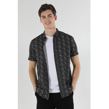 Camasa Barbati Negru Maneca Scurta Regular Fit