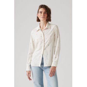 Camasa clasic fit cu guler ascutit - Alb fildes