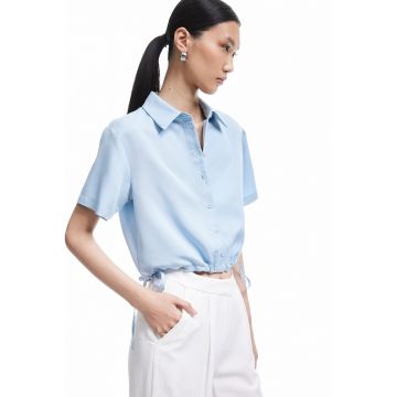 Camasa crop din amestec de modal cu snur