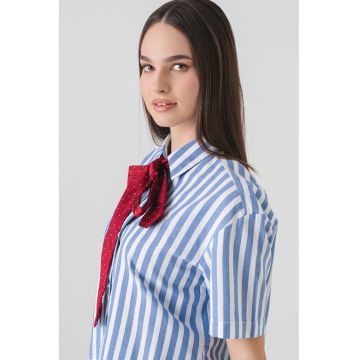Camasa cu imprimeu cu model in dungi si maneci scurte
