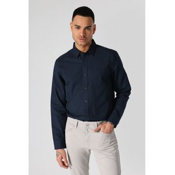 Camasa Cu Maneca Lunga De -Barbati Albastru Marin Slim Fit