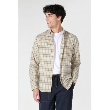 Camasa Cu Maneca Lunga De Barbati Galben Slim Fit