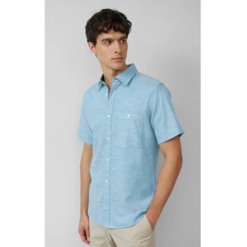 Camasa cu maneca scurta barbati - croiala Slim Fit si design cu un singur buzunar