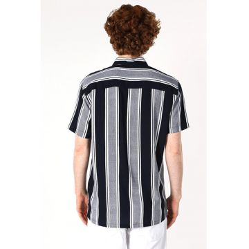 Camasa Cu Maneca Scurta De Barbati Albastru Marin Regular Fit
