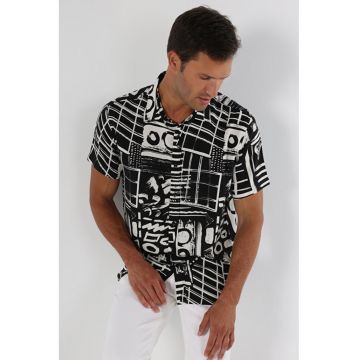 Camasa Cu Maneca Scurta De Barbati Negru Regular Fit CL1062817 8683197723475