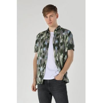 Camasa Cu Maneca Scurta De Barbati Verde Regular Fit1