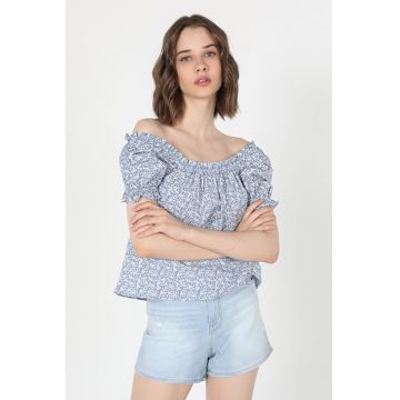Camasa Cu Maneca Scurta De Dama Albastru Regular Fit