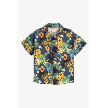 Camasa cu model tropical si maneci scurte