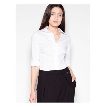 Camasa dama -  alb - bumbac 80% - maneci lungi -