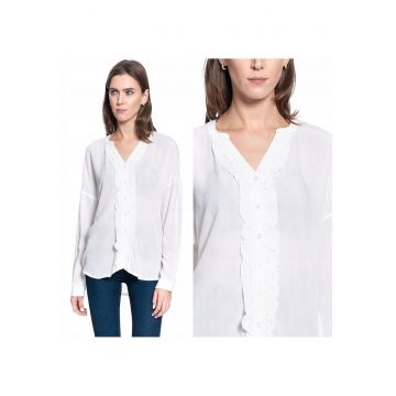 Camasa Dama -  Edda V Ruffles - Croi: Regular Fit - Inchidere: Nasturi - Material: 100% Bumbac - Numar Buzunare: 0 - S Intl - Alb