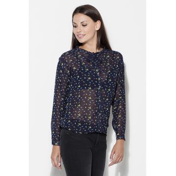 Camasa dama  K135 - bleumarin - maneci lungi - poliester -