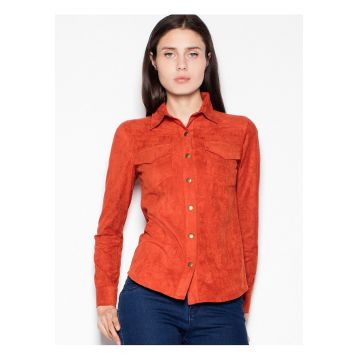 Camasa dama -  lunga - piele intoarsa - rosie - poliester -