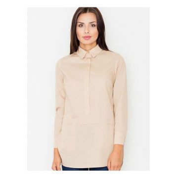 Camasa dama -  maneci 3/4 - bumbac - crem -