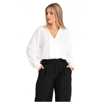Camasa dama  satin - alb - croiala moderna - confortabila - poliester -