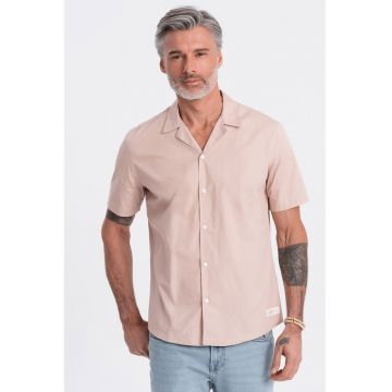 Camasa de bumbac cu maneci scurte - Bej