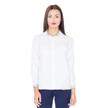 Camasa de dama  M491 - albastru deschis - maneci lungi - bumbac/poliester -