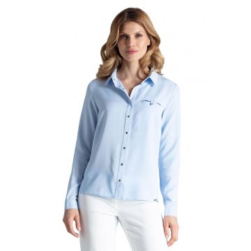 Camasa de dama  M581 - eleganta - albastra - din viscoza - cu maneci lungi