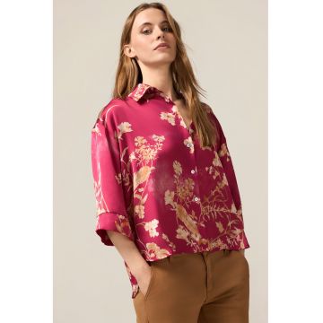 Camasa de satin cu imprimeu