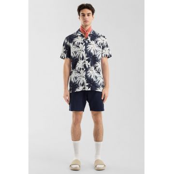 Camasa din amestec de bumbac cu model tropical