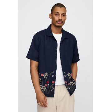Camasa din amestec de in cu model floral