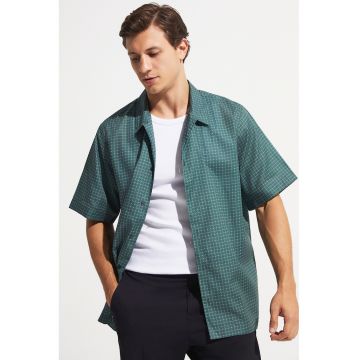 Camasa din bumbac cu imprimeu geometric