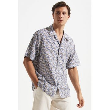 Camasa din bumbac cu imprimeu tropical