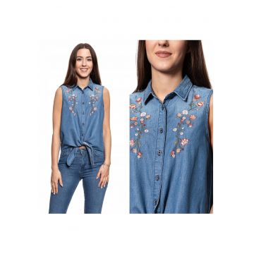 Camasa Din Denim -  Ebby - Croi: Slim Fit - Inchidere: Nasturi - Compozitie Material: 80% Bumbac - 20% In - Numar De Buzunare: 0 - S Intl - Albastru