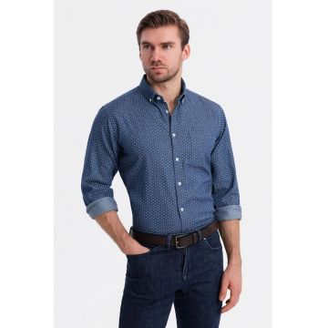 Camasa din material chambray cu imprimeu grafic