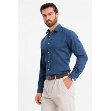 Camasa din material chambray cu maneci lungi