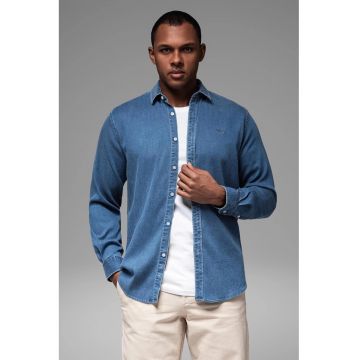 Camasa din material chambray cu maneci lungi