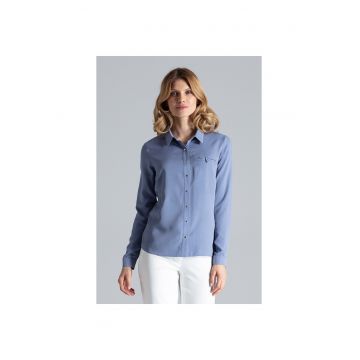 Camasa eleganta dama  M581 - albastra - din viscoza - maneci lungi