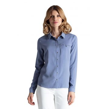 Camasa eleganta de dama  M581 - albastra - din viscoza - maneca lunga -