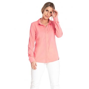 Camasa eleganta  model cu guler - maneci lungi - coral - poliester-elastan
