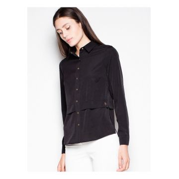 Camasa eleganta  neagra - cu guler - din viscoza