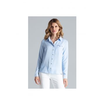 Camasa eleganta pentru femei -  model M581 - albastra - viscoza - maneci lungi -
