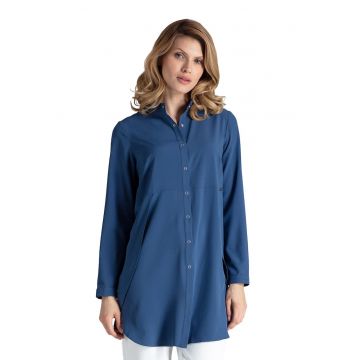 Camasa lunga dama  M545 - bleumarin - poliester - maneci lungi -