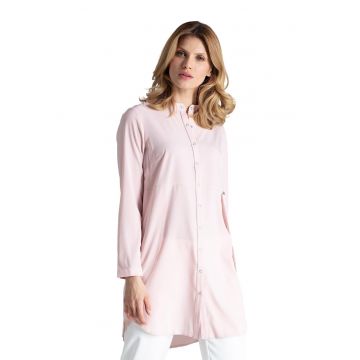 Camasa lunga dama  roz - poliester si elastan - supradimensionata - eleganta si confortabila