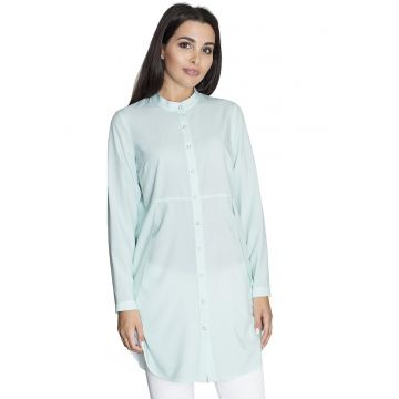 Camasa lunga  M545 - supradimensionata - verde - poliester - eleganta