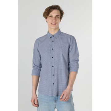 Camasa Oxford slim fit cu model in carouri