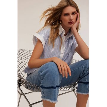 Camasa relaxed-fit cu paiete