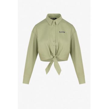 Camasa scurta cu detaliu innodat Livia - Verde sparanghel deschis