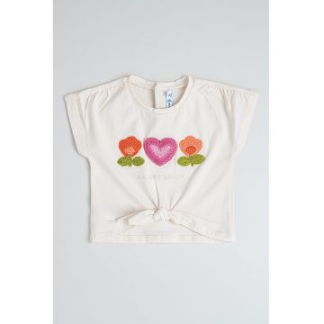 Tricou din amestec de bumbac cu detalii texturate