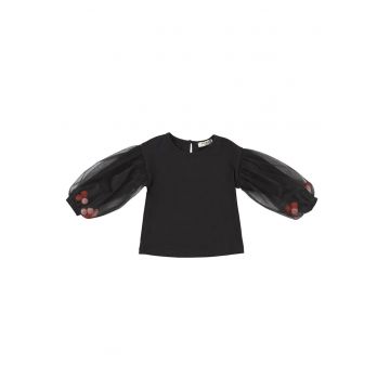 Bluza eleganta cu maneca lunga si Tull -  - Good Day - Negru - pentru fetite - Negru